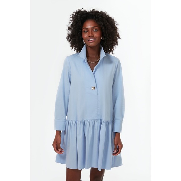 Pomander Place Dresses & Skirts - Pomander Place Light Blue Cleia Long Sleeve Drop Waist Mini Dress Size Large